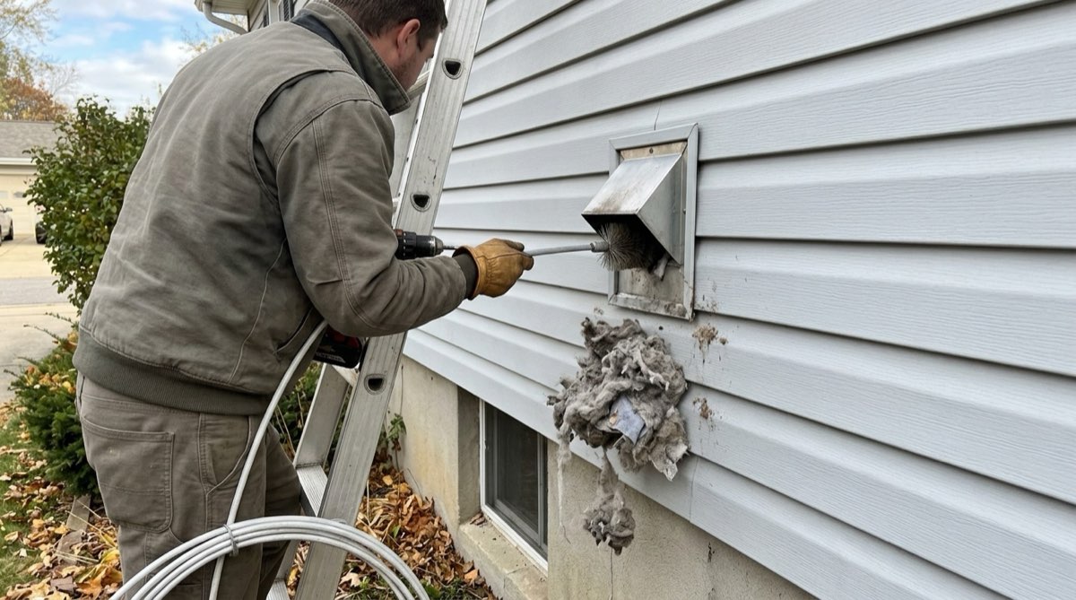 Clearing built-up lint from a clogged dryer vent