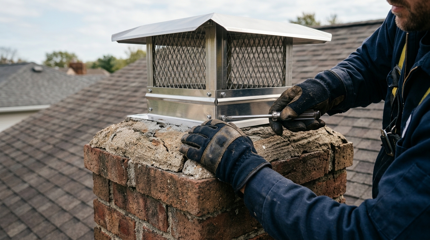 Chimney technician at work