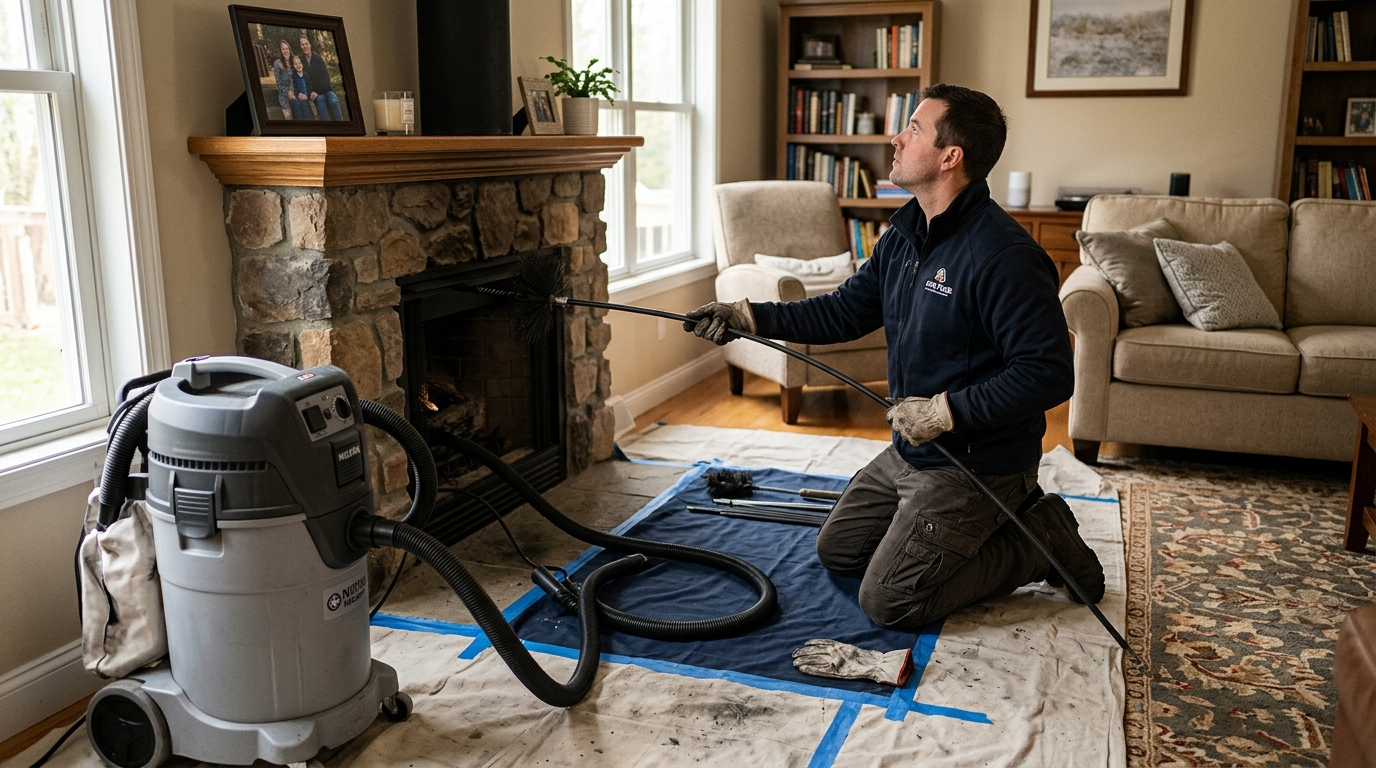 Chimney technician at work